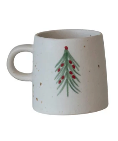 Hand-Painted Stoneware Holiday Mugs