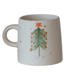 Hand-Painted Stoneware Holiday Mugs