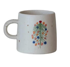 Hand-Painted Stoneware Holiday Mugs