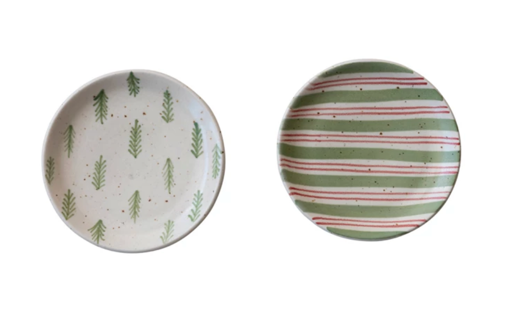 Hand-Painted Stoneware Holiday Plates