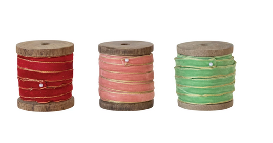 10-Yard Velvet Holiday Ribbon Spools