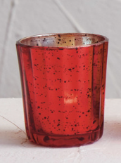 Embossed Recycled Mercury Glass Votives in Red