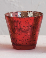 Embossed Recycled Mercury Glass Votives in Red