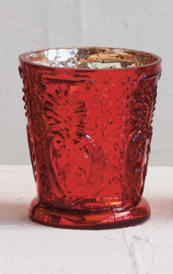 Embossed Recycled Mercury Glass Votives in Red