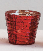 Embossed Recycled Mercury Glass Votives in Red