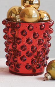 Embossed Recycled Mercury Glass Votives in Red