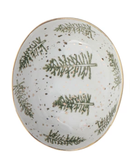 Hand-Painted Stoneware Holiday Dish