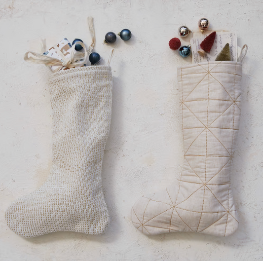 Cotton Woven Stockings with Gold Thread