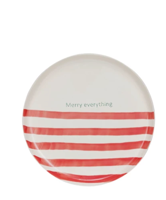 Hand-Painted Stoneware Plates with Holiday Sayings