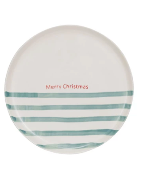 Hand-Painted Stoneware Plates with Holiday Sayings