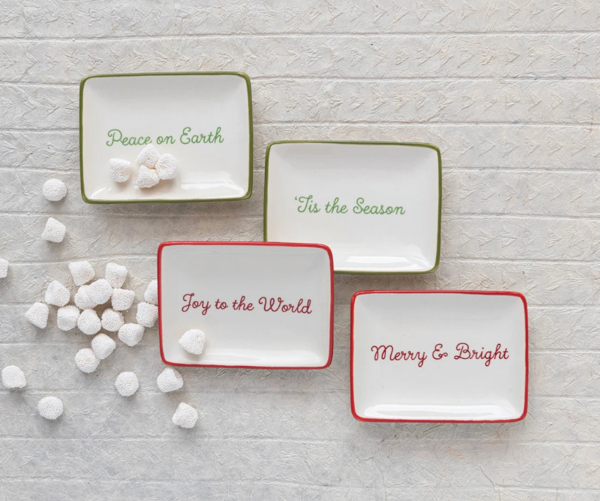 Stoneware Dish with Holiday Sayings