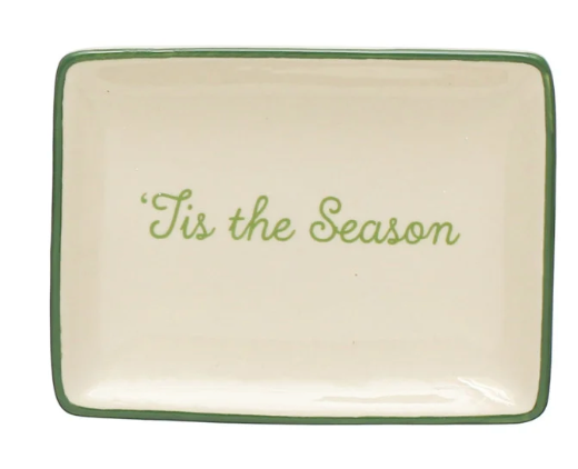 Stoneware Dish with Holiday Sayings