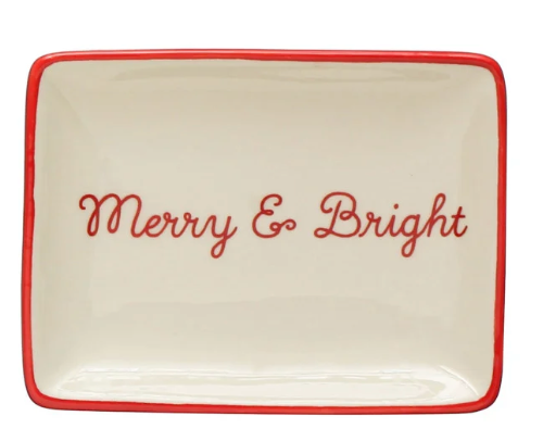 Stoneware Dish with Holiday Sayings