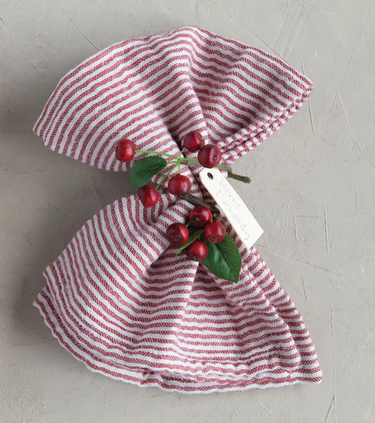 Cotton Holiday Napkins with Stripes