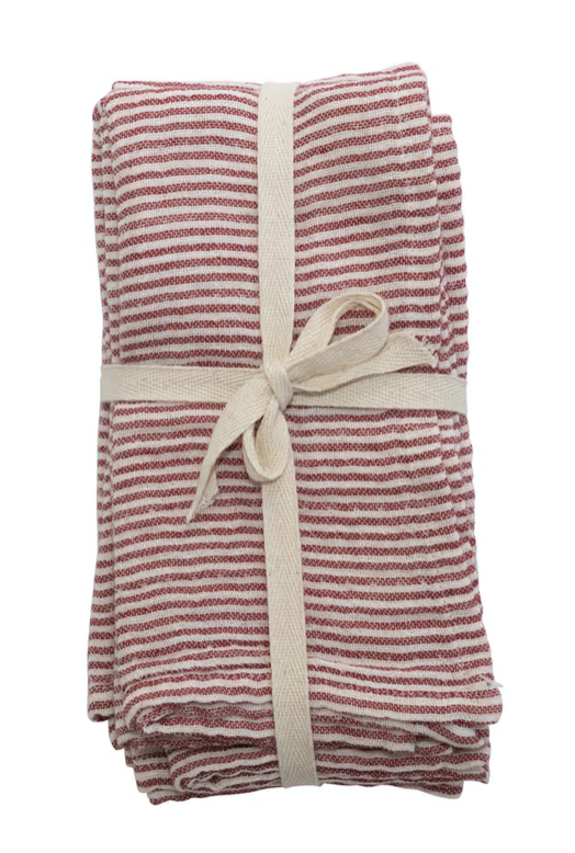 Cotton Holiday Napkins with Stripes