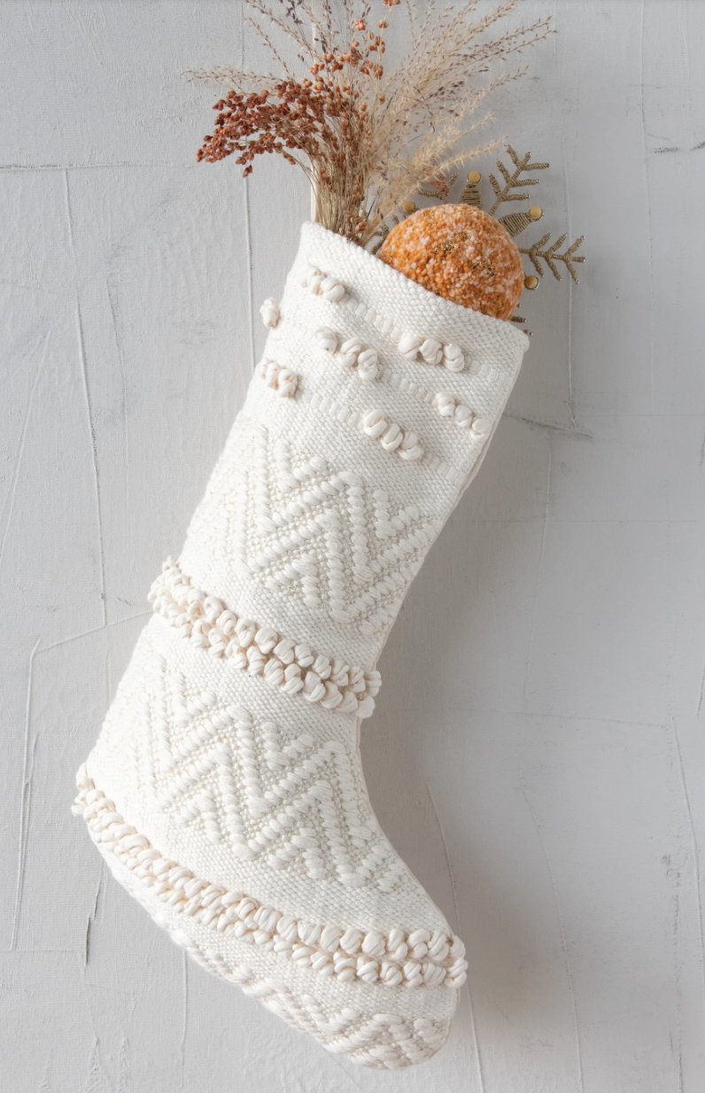 Woven Cotton Blend Christmas Stocking