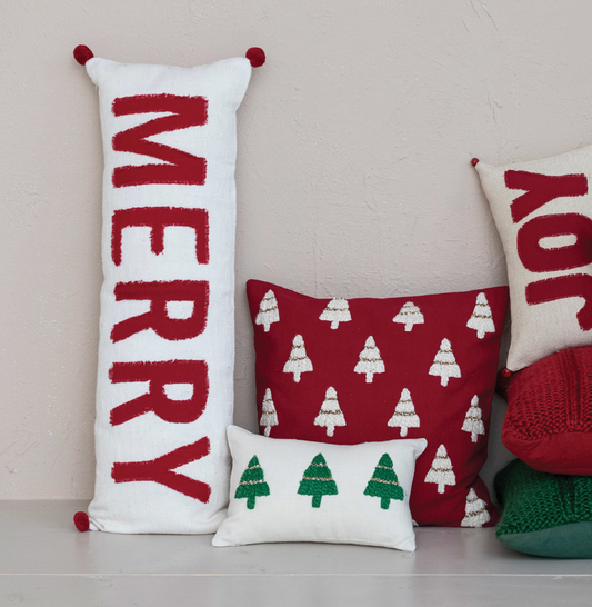 Woven Lumbar Pillows with Holiday Sayings