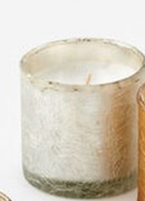 Crackle Glass Votive with Poured Wax