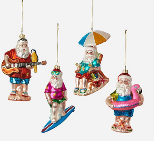 Beach Bum Santa Ornament