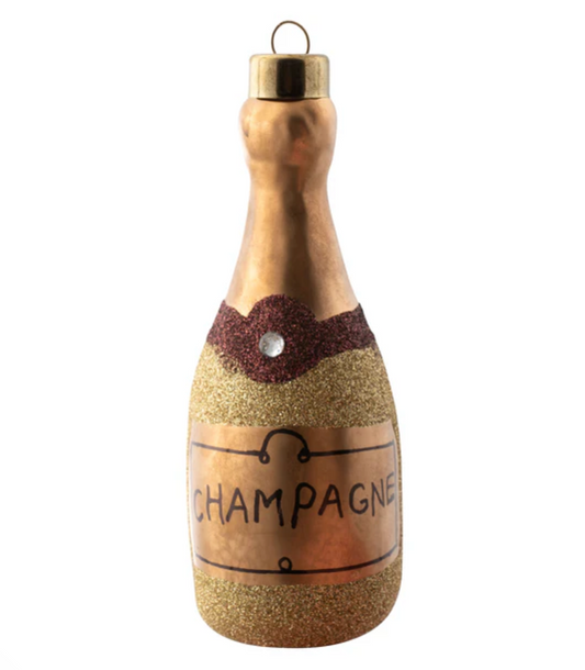 Glitter Champagne Bottle Mercury Glass Ornaments