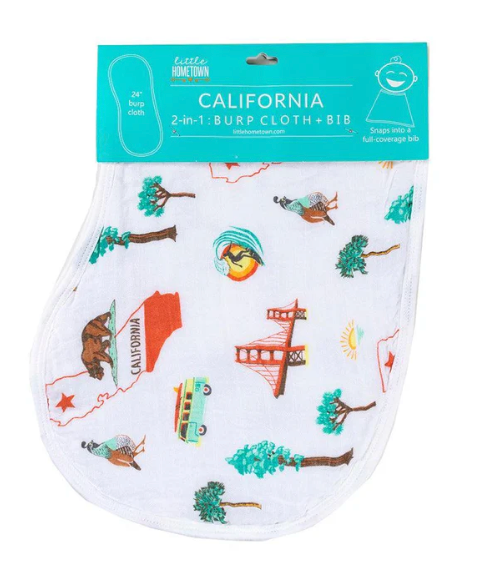 Little Hometown Baby Muslin Burp Cloth + Bib Combo