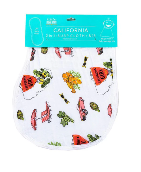 Little Hometown Baby Muslin Burp Cloth + Bib Combo