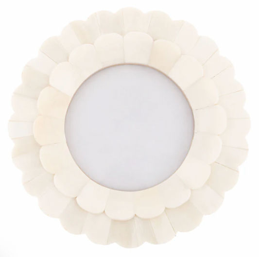 Natural Bone Round Picture Frame in Cream Floral