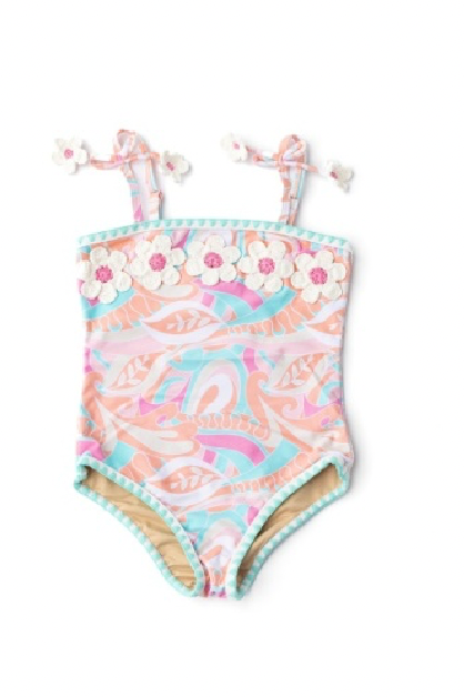Crochet Pom Pom One Piece Swimsuit