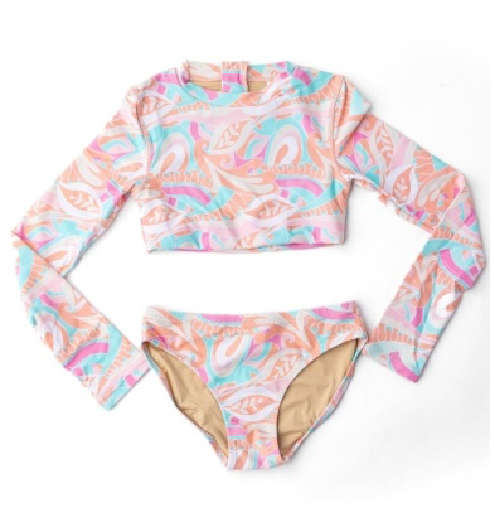 Cropped Rashguard Swimsuit Set