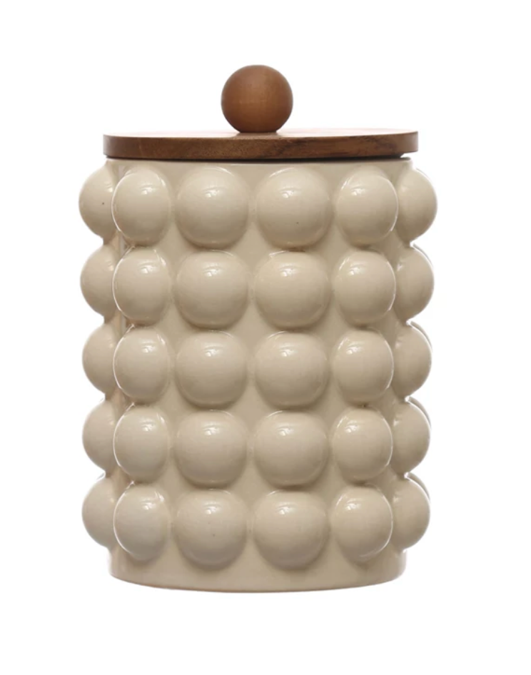 Stoneware Canister with Raised Dots