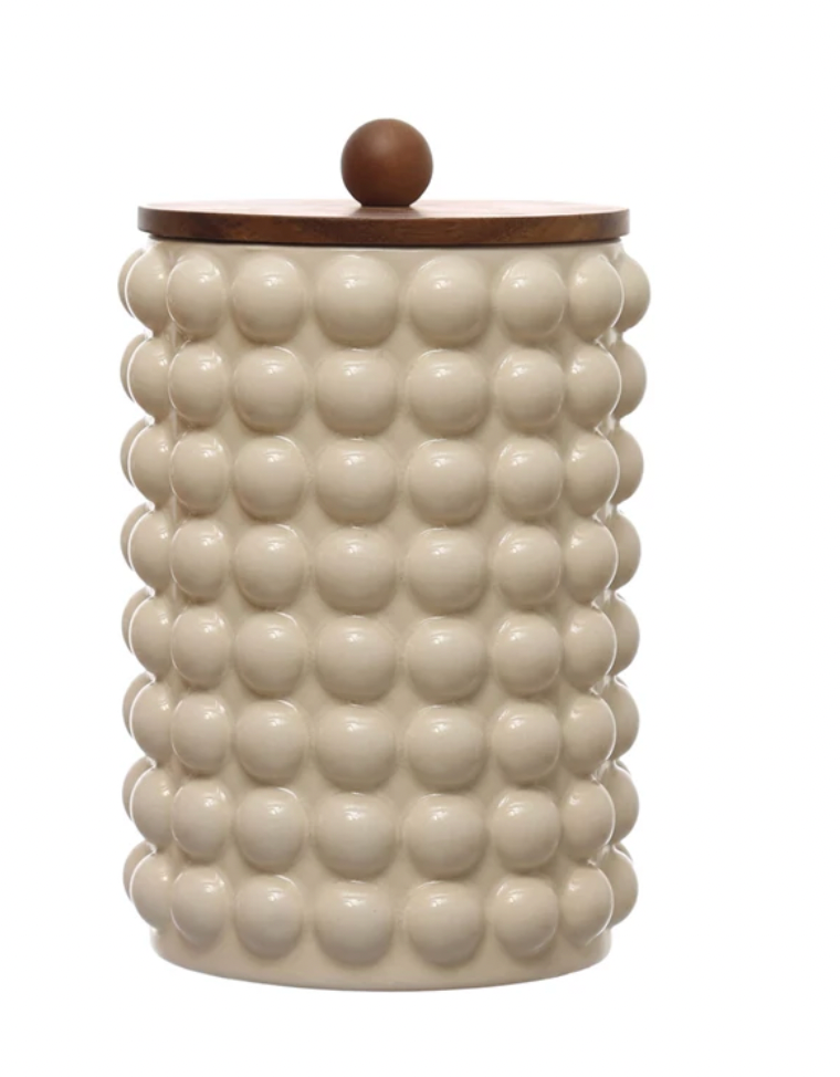 Stoneware Canister with Raised Dots