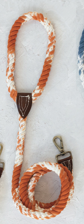 Braided Cotton Rope & Leather Leash