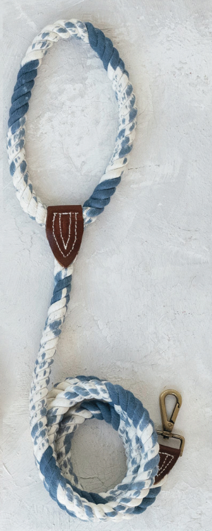 Braided Cotton Rope & Leather Leash