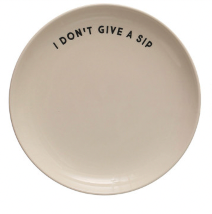 Stoneware Plate with Wine Sayings