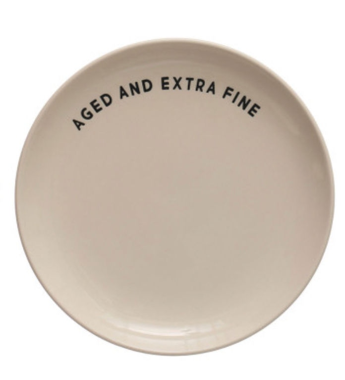 Stoneware Plate with Wine Sayings