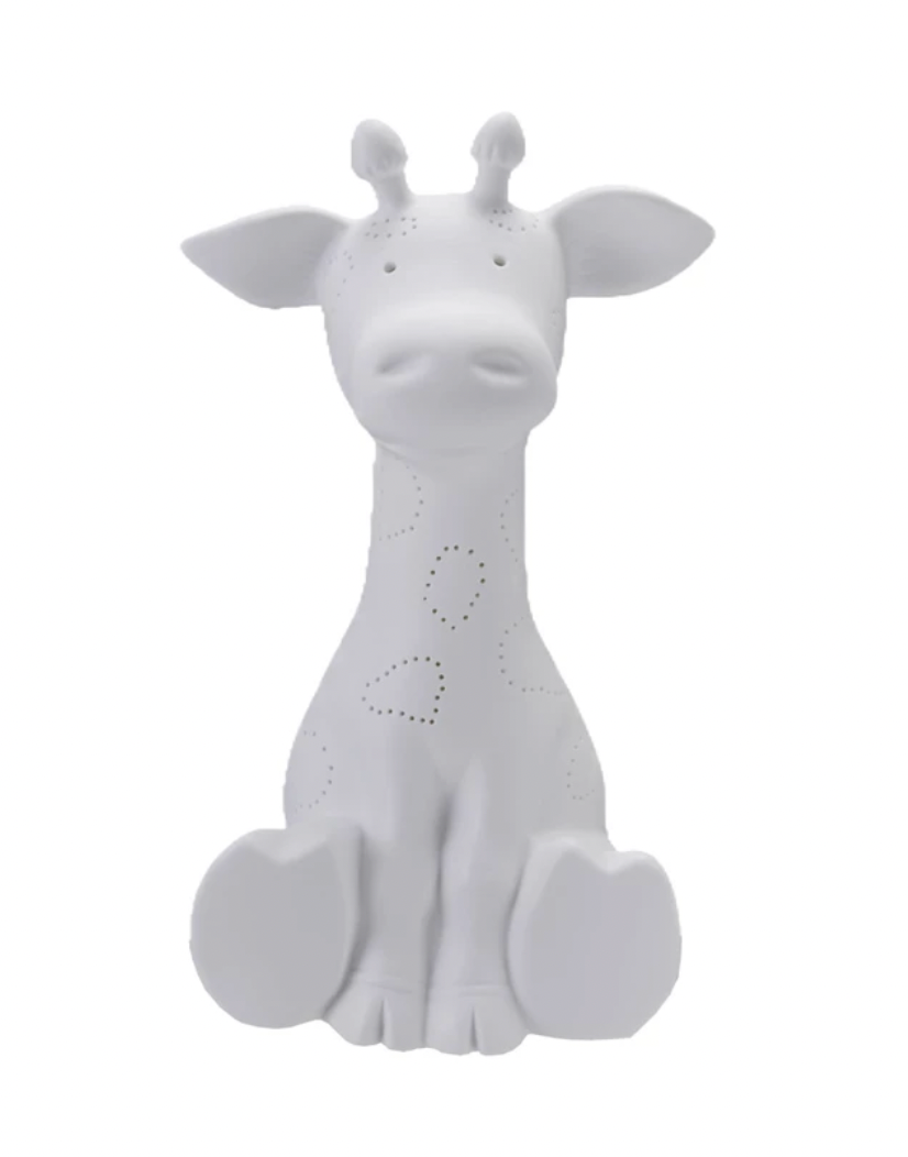 Stoneware Giraffe Shaped Lamp with Cut-Outs
