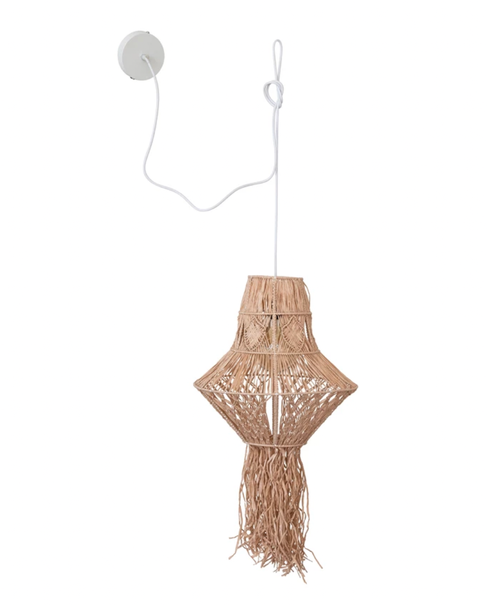 Hand-Woven Raffia Pendant Lamp