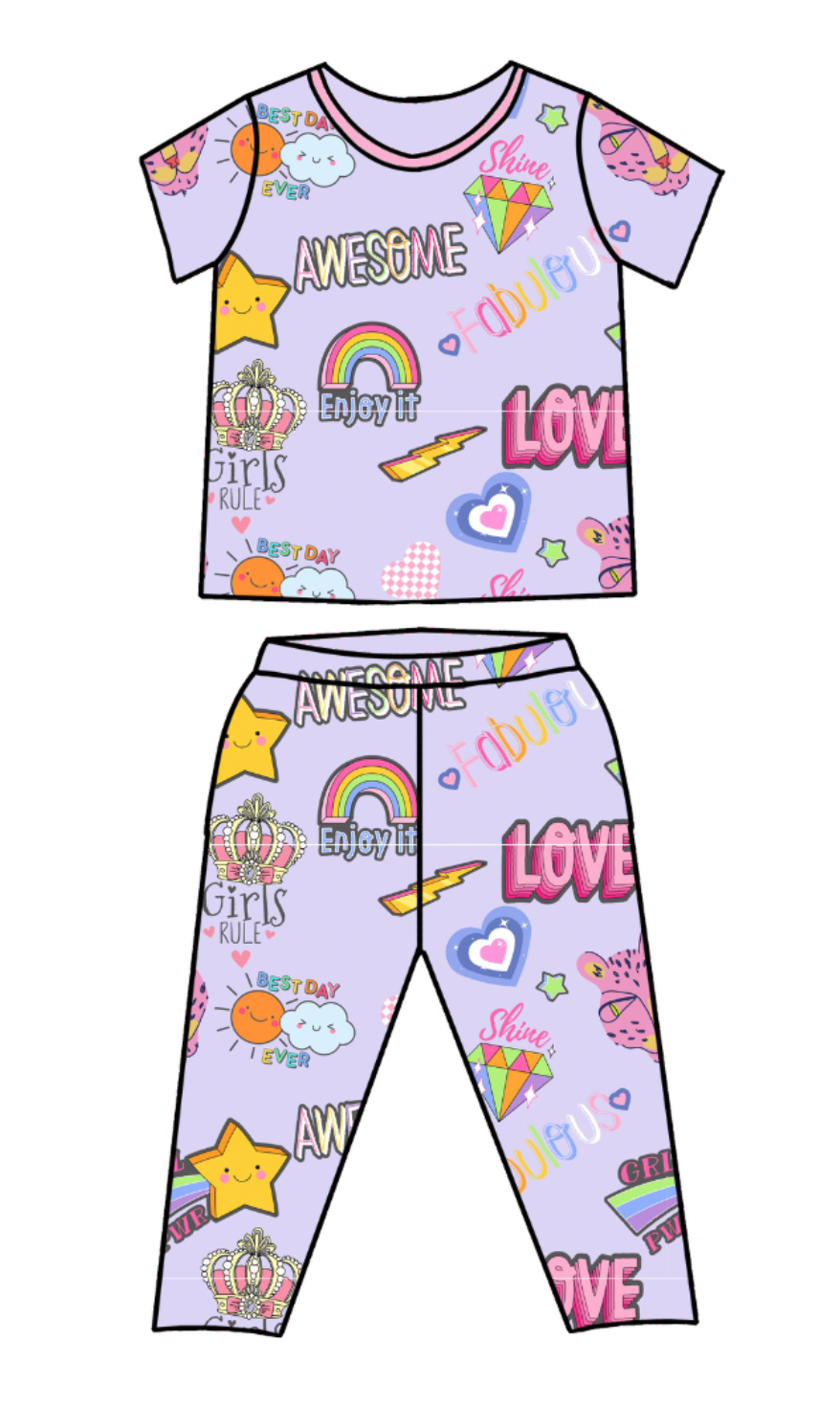 Bestaroo Short Sleeve + Long Pant Pajamas