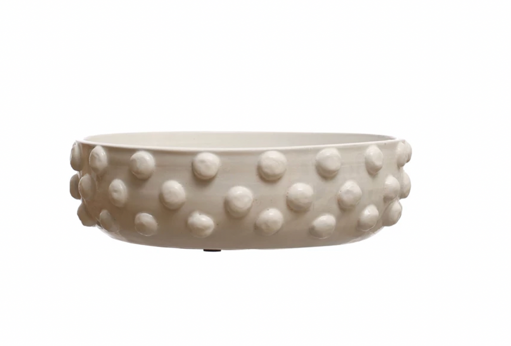 Decorative White Terra-Cotta Bowl