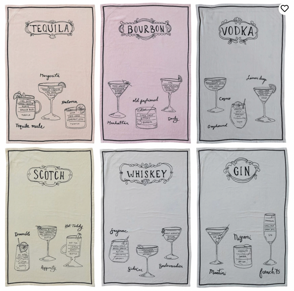Linen Blend "Cocktail" Tea Towels