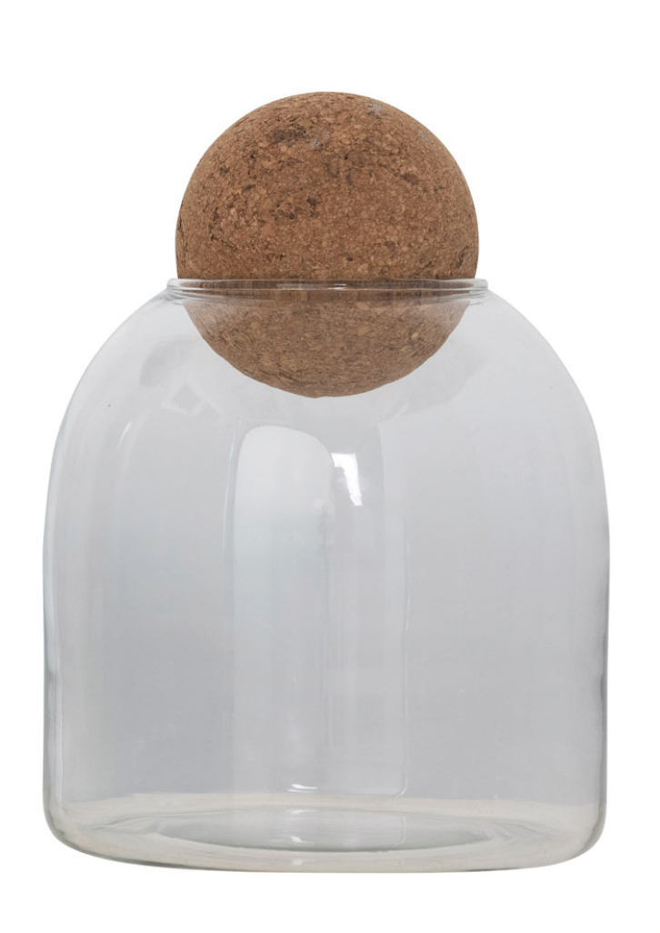 Glass Jar with Cork Ball Lid
