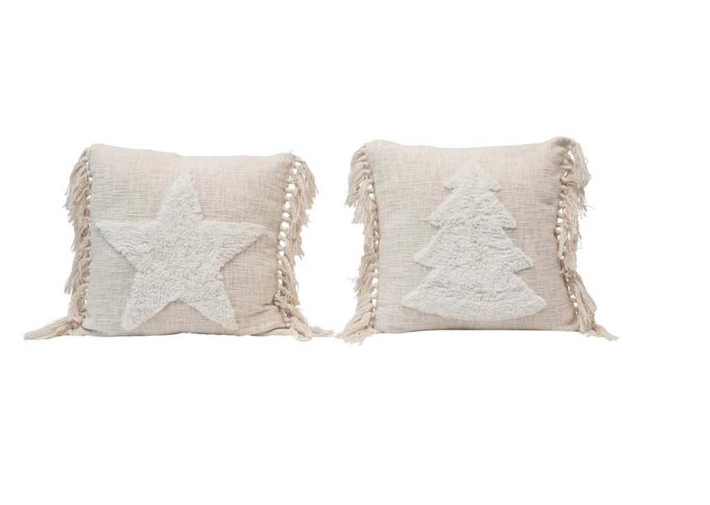 Punch Hook Pillow with Tassels and Insert