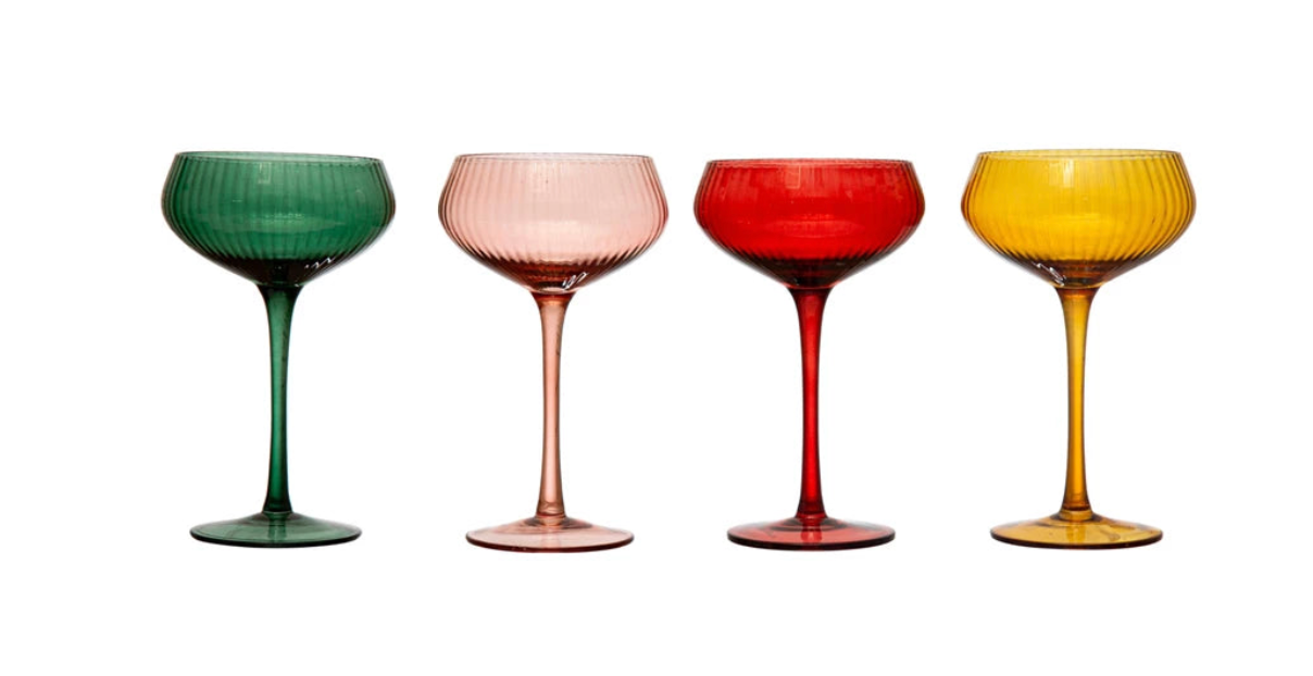 Colored Champagne Coupe Glasses