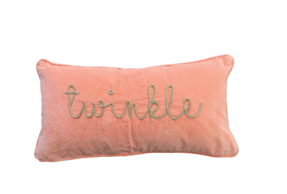 Woven Cotton Velvet "Twinkle" Lumbar Pillow