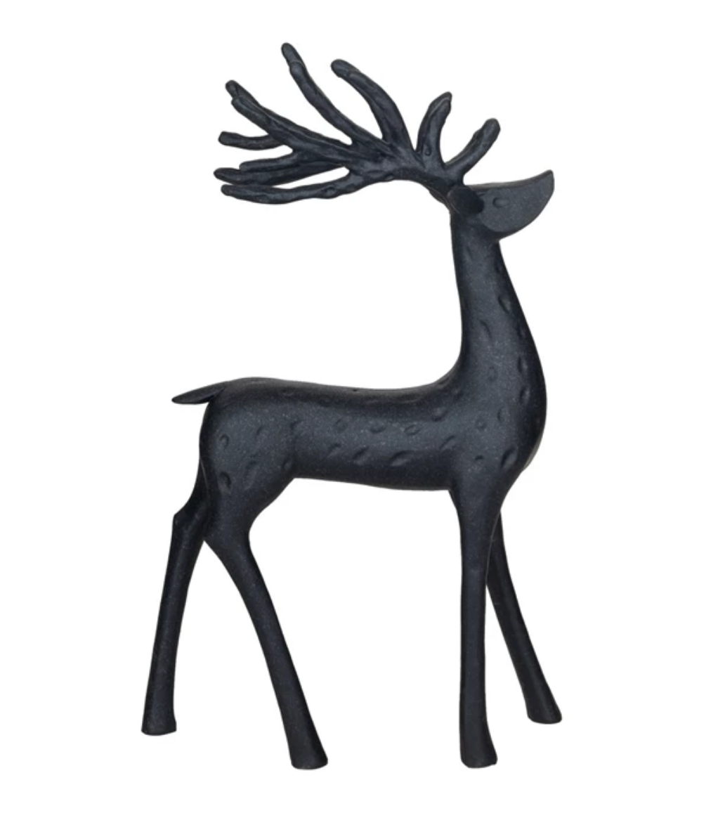 Black Abstract Resin Reindeer