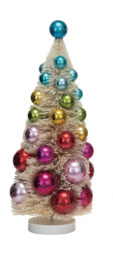 Sisal Bottle Brush Trees with Ornaments