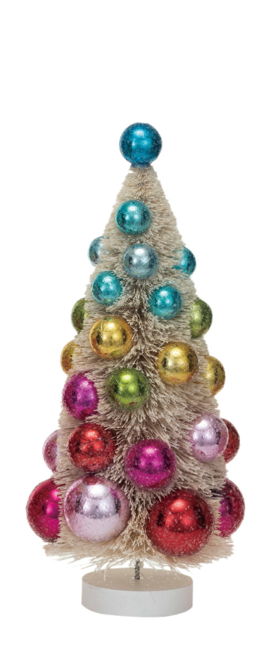 Sisal Bottle Brush Trees with Ornaments