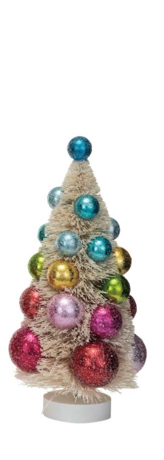 Sisal Bottle Brush Trees with Ornaments