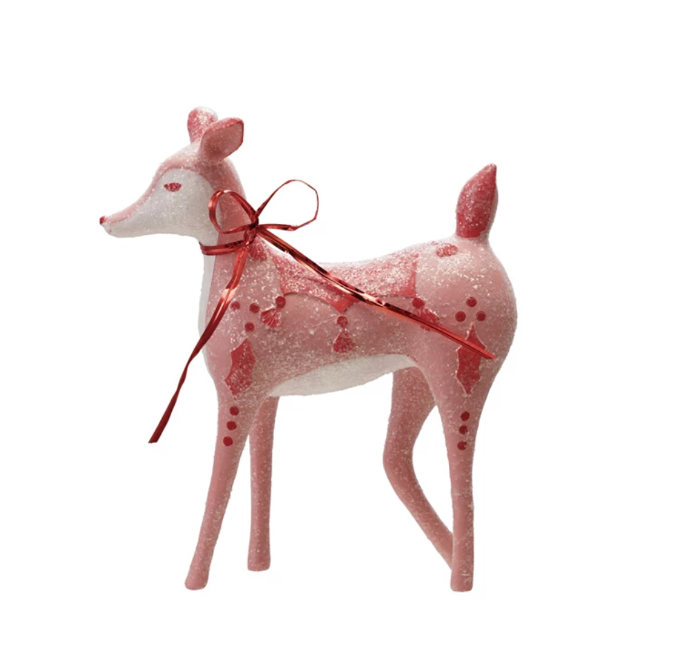 Resin Deer with Wire Ribbon + Glitter