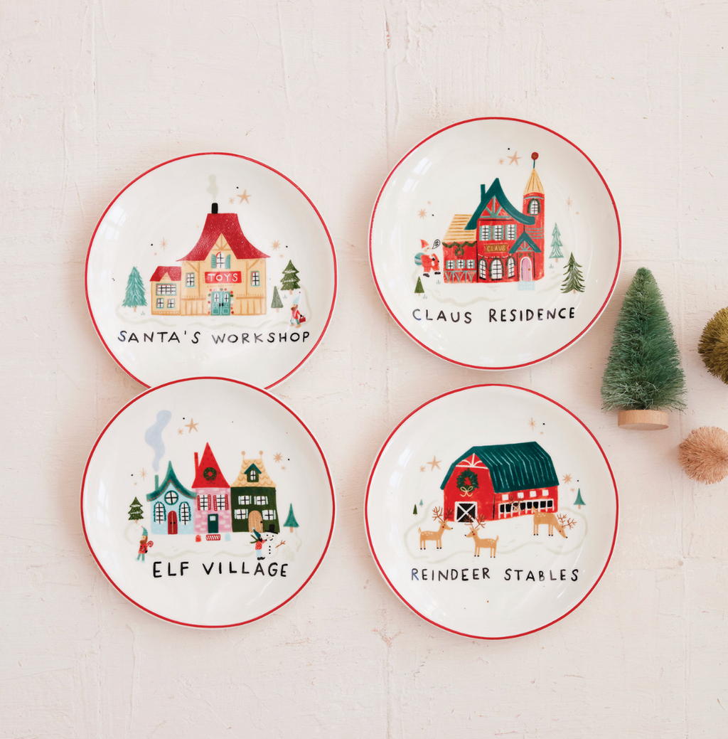 Round North Pole Stoneware Plates